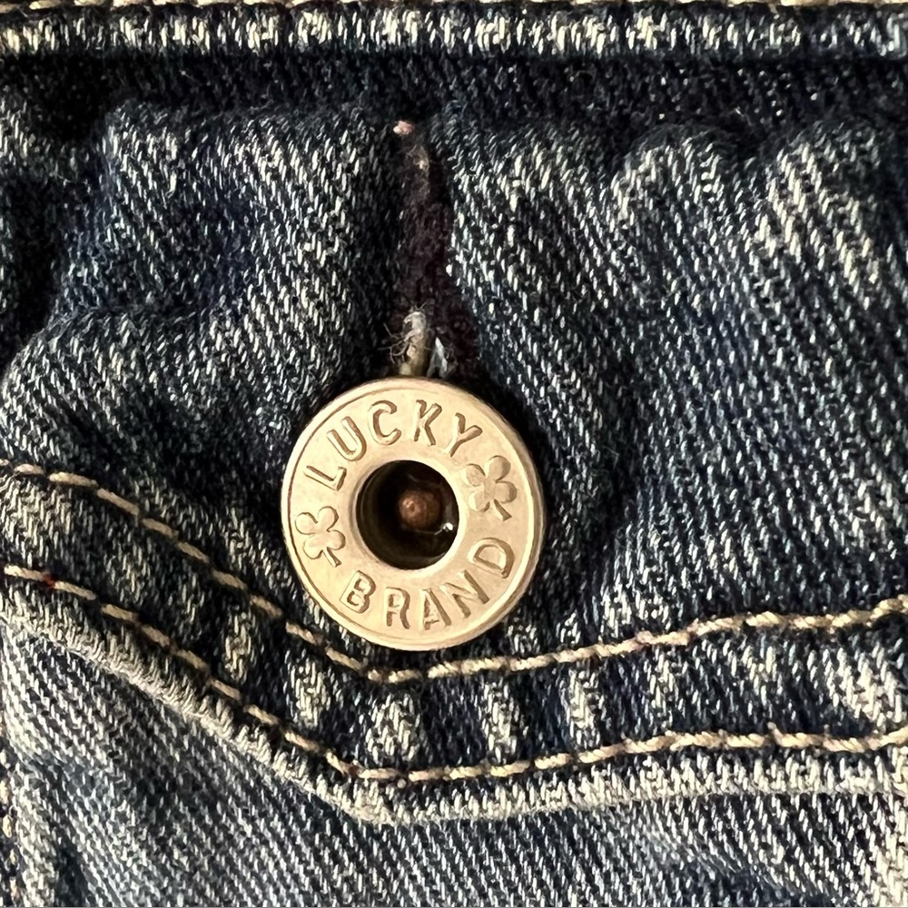 Y2K Lucky Brand Denim Trucker Blue Jean Jacket Blue Faded Zip Size XL - Picture 5 of 14